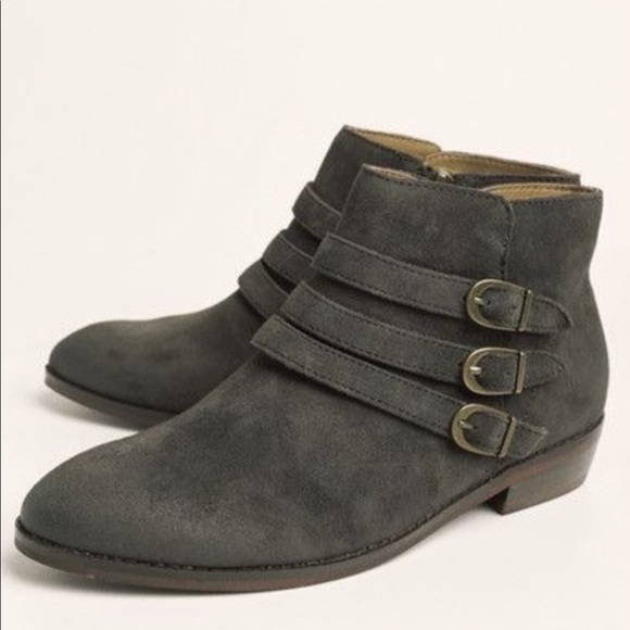 Gray Suede Triple Threat Buckle Low Profile Boots - Picture 3 of 6